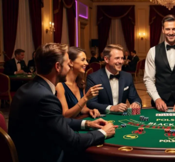 Wieczór blackjacka w klimacie kasynowym – stół, karty i żetony