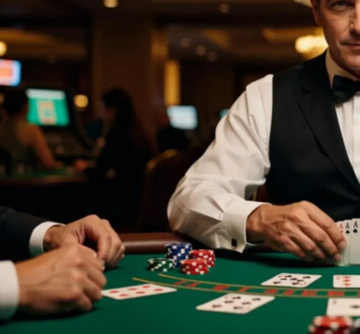 Profesjonalny krupier prowadzący wieczór blackjacka